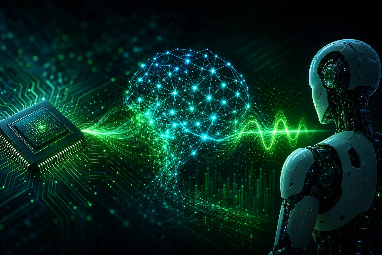 AI 能效与具身机器人技术趋势示意图